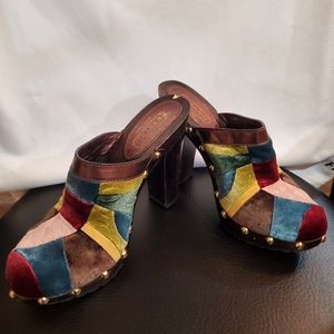 COACH ⭐️ Price Drop! Estelle velvet patchwork mules. Size 6